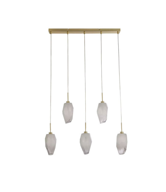 Searchlight Luxuriöse Pendelleuchte Rocky 5L - Gold/Rauchglas