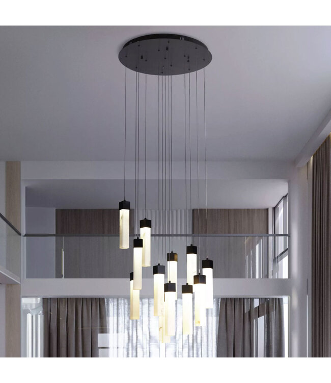 Searchlight Luxuriöse LED Pendelleuchte Moonbeam 13L - Schwarz/Marmor