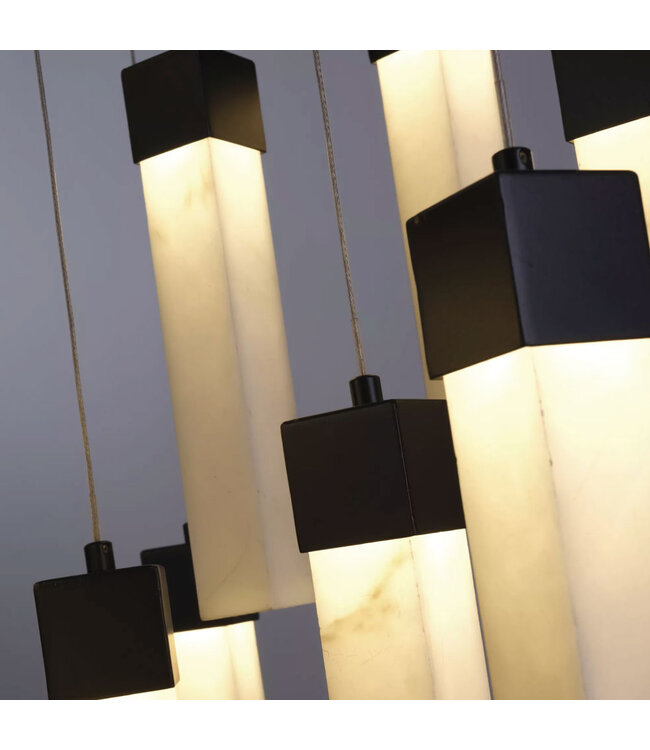 Searchlight Luxuriöse LED Pendelleuchte Moonbeam 13L - Schwarz/Marmor