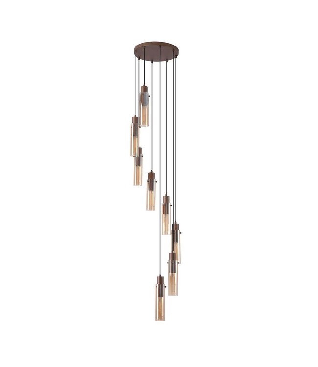 Searchlight Elegante Pendelleuchte Sweden II 8L Vide - Bernstein/Mokka