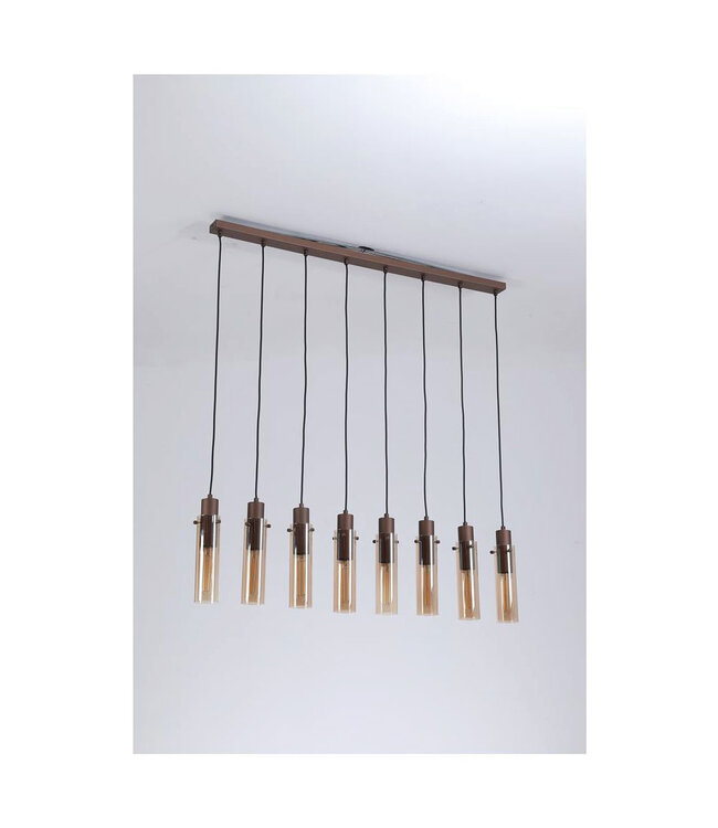 Searchlight Elegante Pendelleuchte Sweden II 8L - Bernstein/Mokka