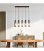 Searchlight Elegante Pendelleuchte Sweden II 5L - Bernstein/Mokka