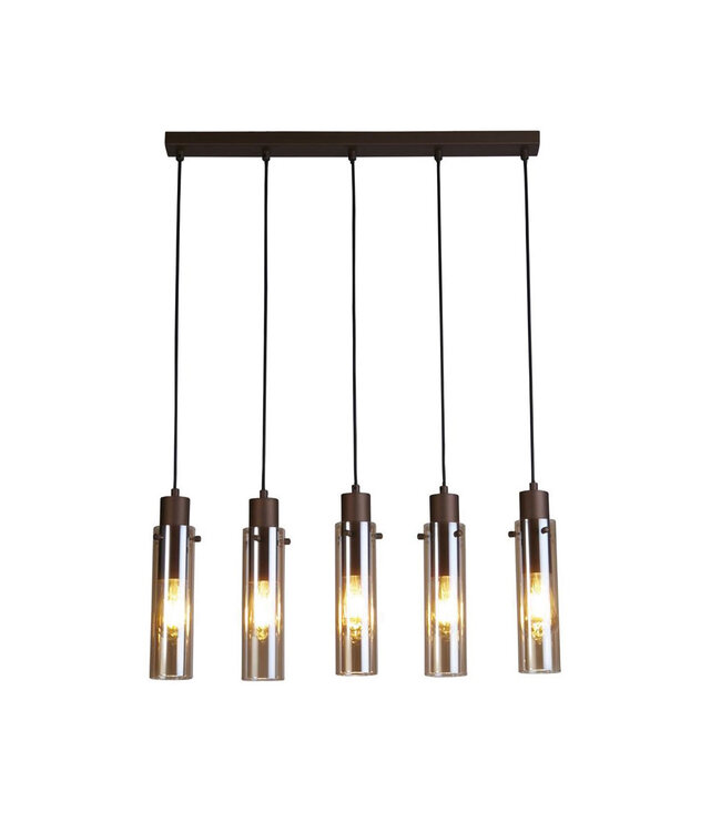 Searchlight Elegante Pendelleuchte Sweden II 5L - Bernstein/Mokka