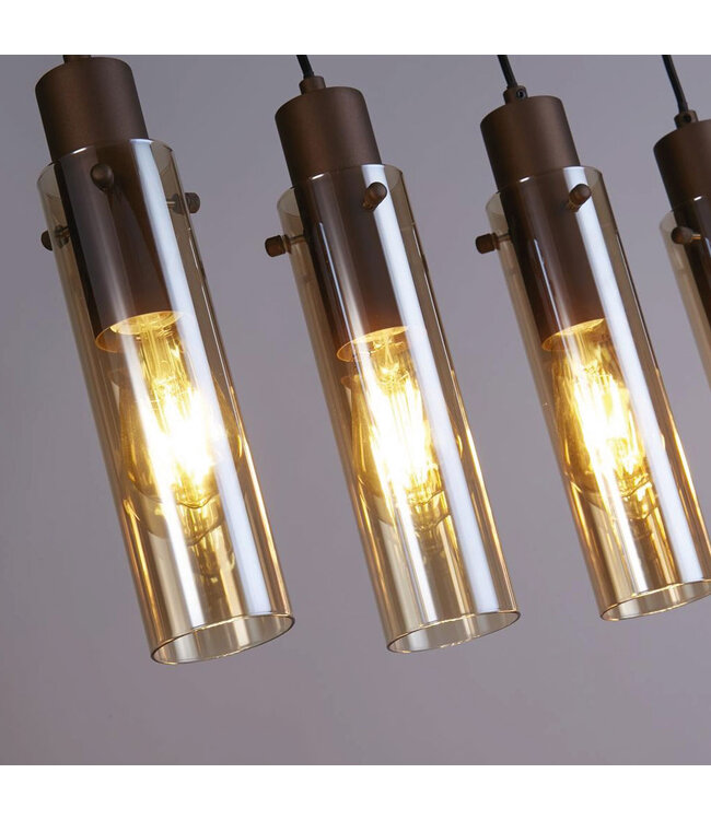 Searchlight Elegante Pendelleuchte Sweden II 5L - Bernstein/Mokka