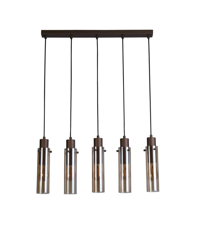 Searchlight Elegante Pendelleuchte Sweden II 5L - Bernstein/Mokka