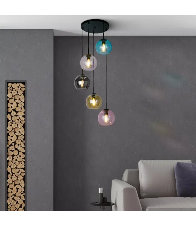 Searchlight Design Pendelleuchte Mardi Gras II 5L Vide - Multicolor