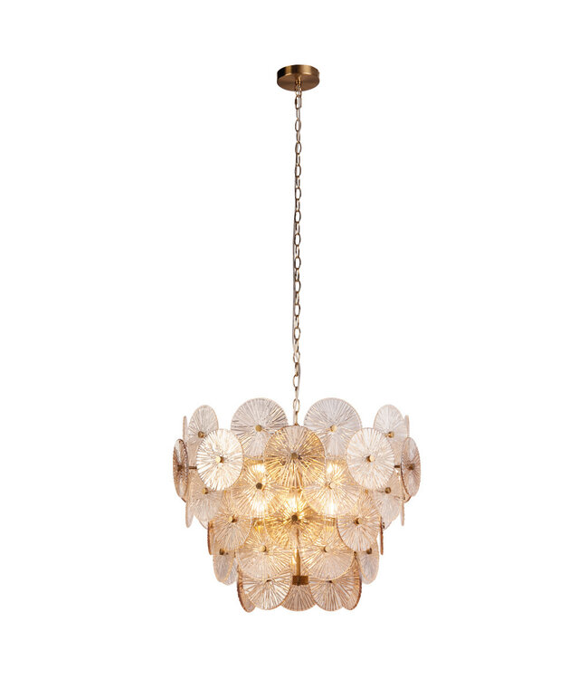 Searchlight Elegante Pendelleuchte Wagon Wheel 9L - Bronze/Bernstein