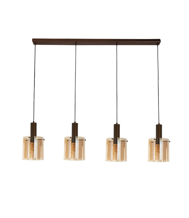 Searchlight Elegante Pendelleuchte Sweden 4L - Bernstein/Mokka
