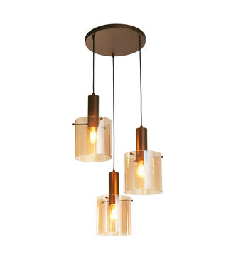 Searchlight Pendelleuchte Sweden 3L Vide - Bernstein/Mokka