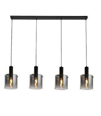 Searchlight Pendelleuchte Sweden 4L - Schwarz/Rauchglas