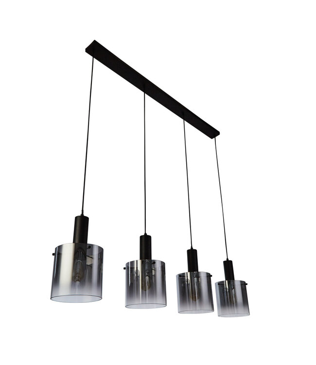 Searchlight Elegante Pendelleuchte Sweden 4L - Schwarz/Rauchglas