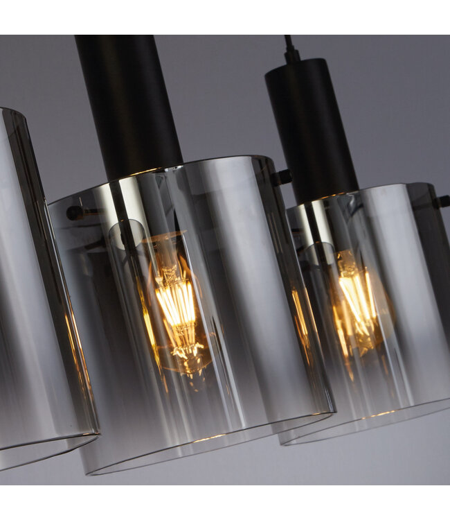 Searchlight Elegante Pendelleuchte Sweden 4L - Schwarz/Rauchglas