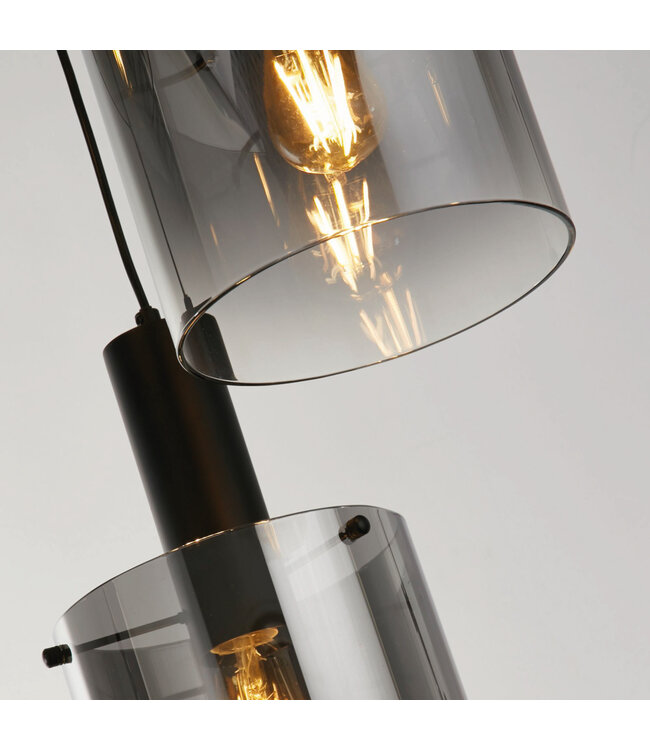 Searchlight Elegante Pendelleuchte Sweden 3L Vide - Schwarz/Rauchglas