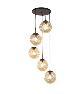 Searchlight Pendelleuchte Punch 5L Vide - Schwarz/Champagner