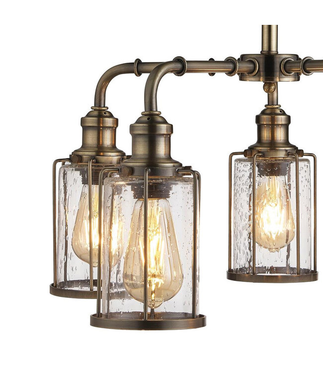 Searchlight Industrielle Pendelleuchte Pipes 5L - Antikmessing