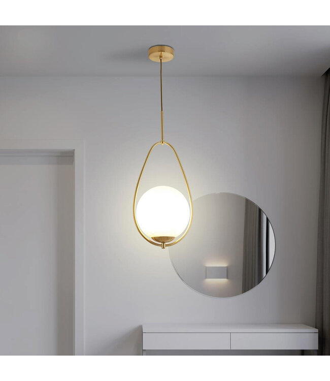 Searchlight Design-Pendelleuchte Avalon - Gold/Opalweiß