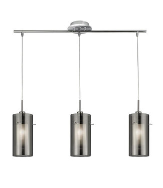 Searchlight Pendelleuchte Duo 2 3L - Rauchglas/Silber