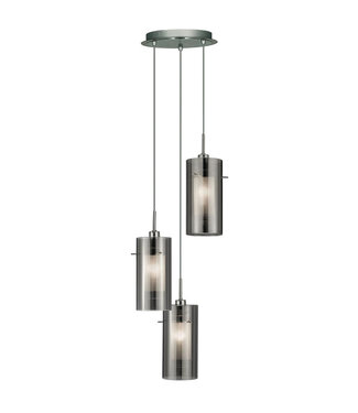 Searchlight Pendelleuchte Duo 2 3L Vide - Rauchglas/Silber