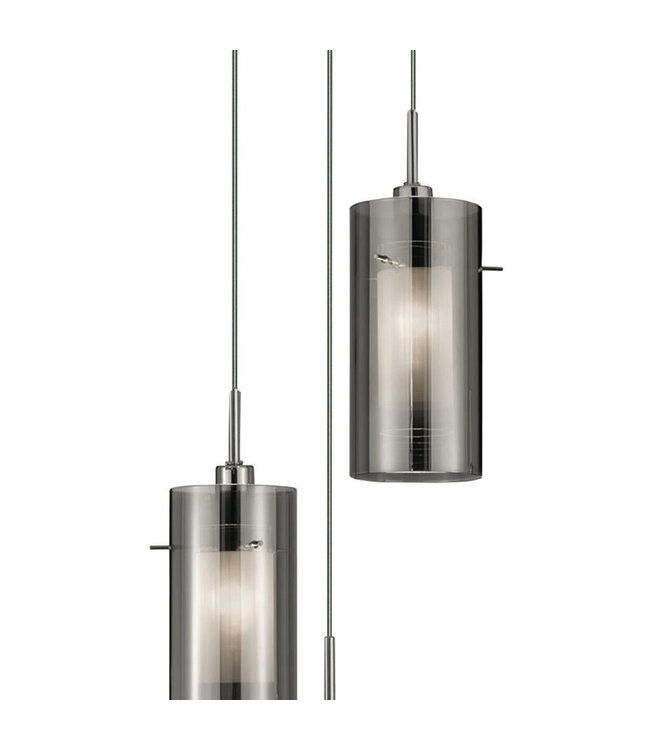 Searchlight Moderne Pendelleuchte Duo 2 3L Vide - Rauchglas/Silber