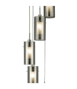 Searchlight Pendelleuchte Duo 2 5L Vide - Rauchglas/Silber
