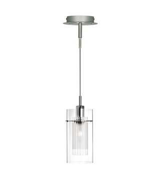 Searchlight Pendelleuchte Duo 1 1L - Klar/Silber