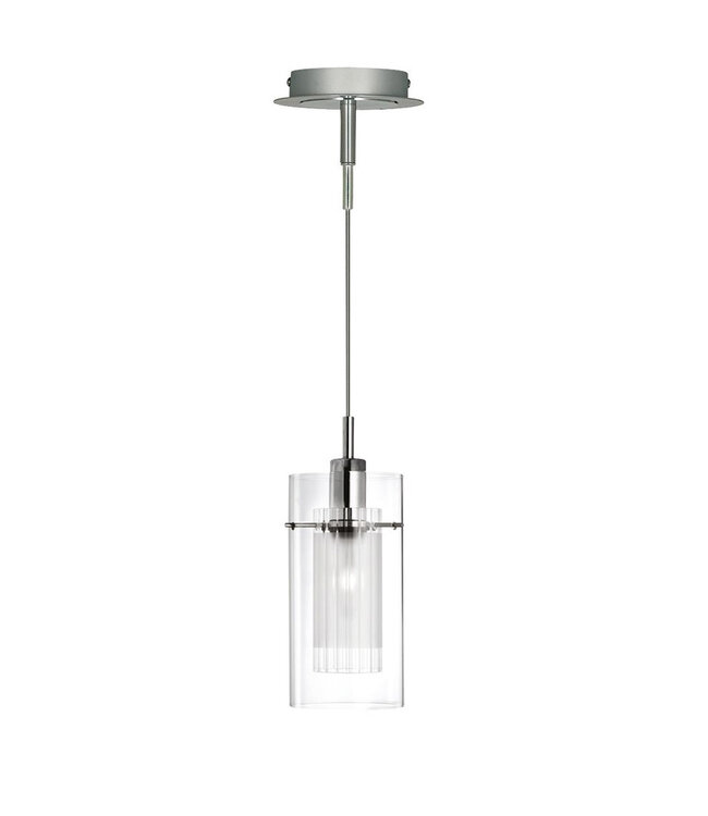 Searchlight Moderne Pendelleuchte Duo 1 1L - Klar/Silber