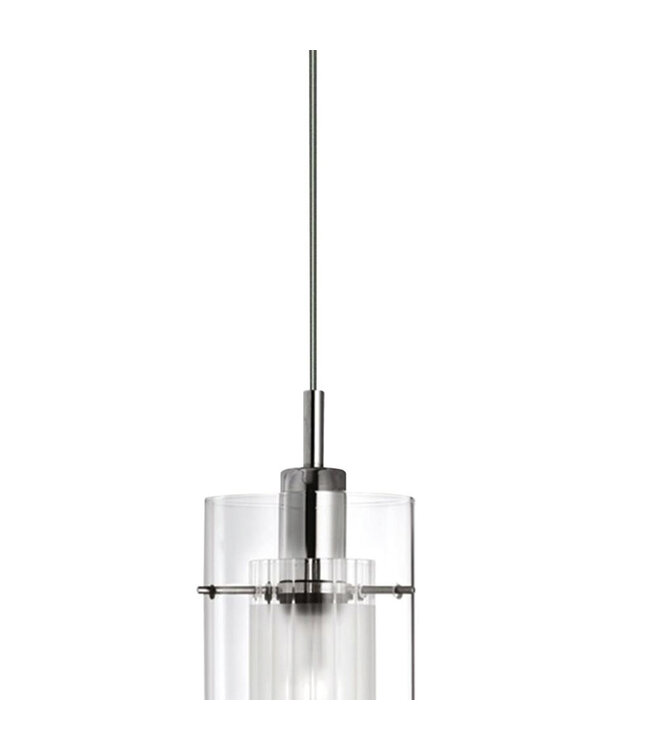 Searchlight Moderne Pendelleuchte Duo 1 1L - Klar/Silber