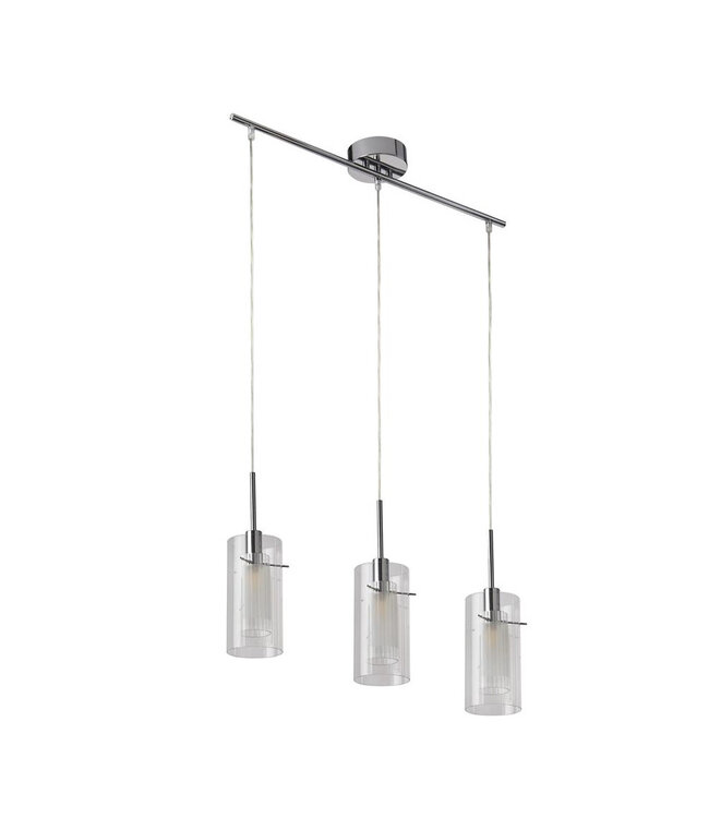 Searchlight Moderne Pendelleuchte Duo 1 3L - Klar/Silber