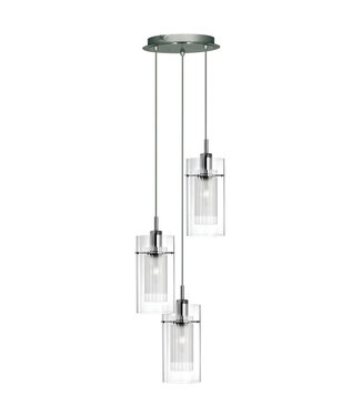 Searchlight Pendelleuchte Duo 1 3L Vide - Klar/Silber