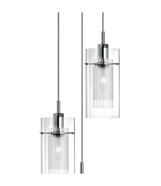 Searchlight Moderne Pendelleuchte Duo 1 3L Vide - Klar/Silber