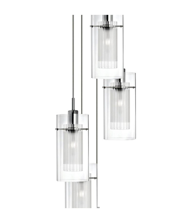 Searchlight Moderne Pendelleuchte Duo 1 5L Vide - Klar/Silber