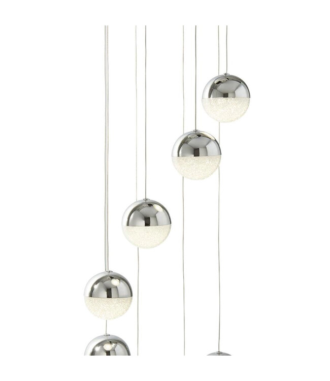 Searchlight Moderne LED-Pendelleuchte Marbles 8L Vide - Chrom