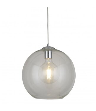 Searchlight Pendelleuchte Balls 25cm - Mattstahl/Klarglas