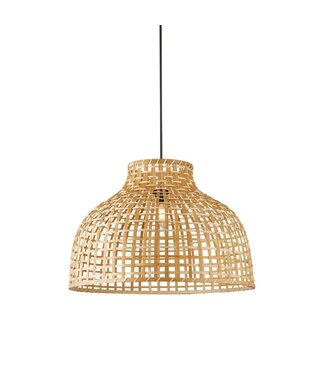 Searchlight Pendelleuchte Bali Drum Bamboo 52x35cm - Schwarz/Rattan
