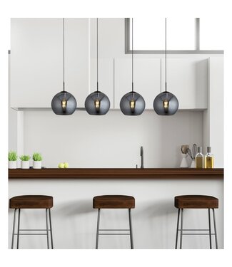 Searchlight Pendelleuchte Amsterdam 4L - Schwarz/Rauchglas