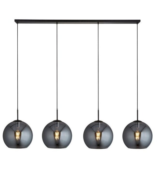 Searchlight Elegante Glas-Pendelleuchte Amsterdam 4L - Schwarz/Rauchglas
