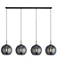 Searchlight Elegante Glas-Pendelleuchte Amsterdam 4L - Schwarz/Rauchglas
