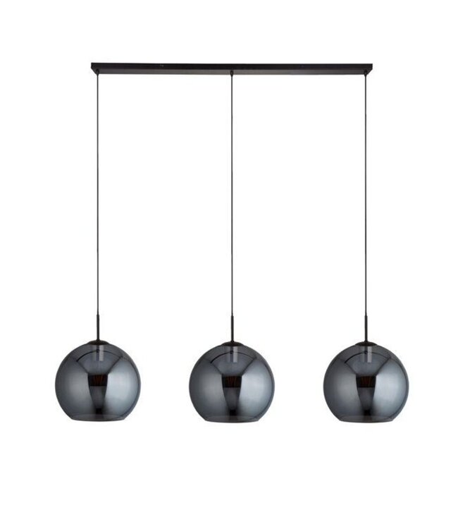 Searchlight Elegante Glas-Pendelleuchte Amsterdam 3L - Schwarz/Rauchglas