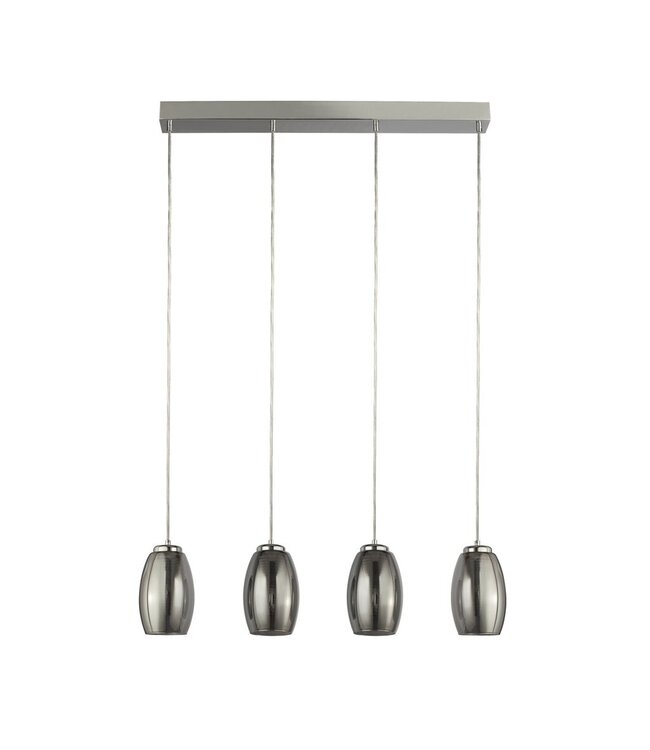 Searchlight Moderne LED-Pendelleuchte Cyclone 4L - Chrom/Rauchglas