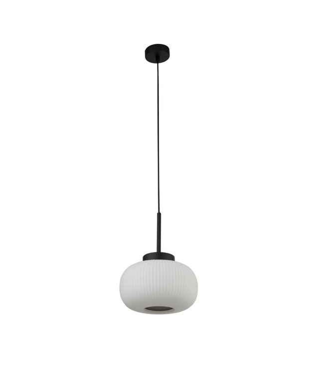 Searchlight Moderne Pendelleuchte Lumina - Schwarz/Opalglas