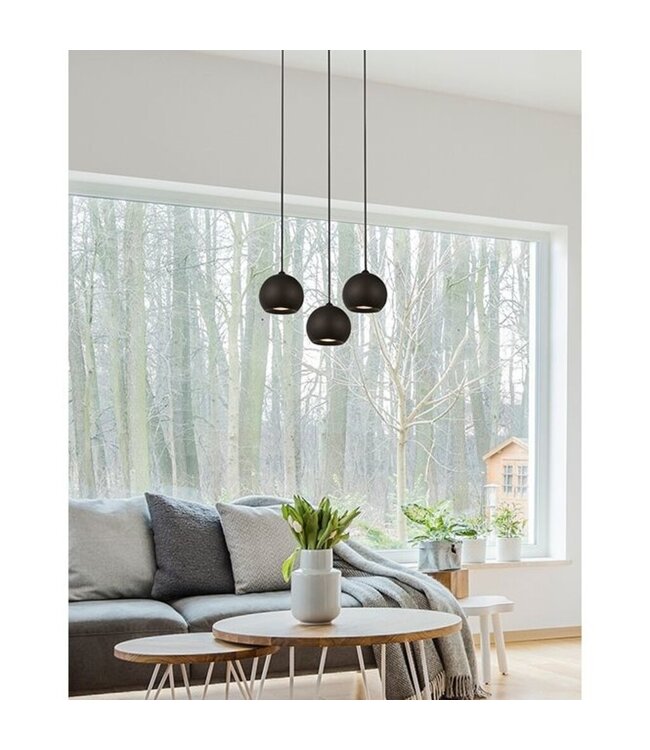 Searchlight Moderne 3-flammige Pendelleuchte Eindhoven - Schwarz