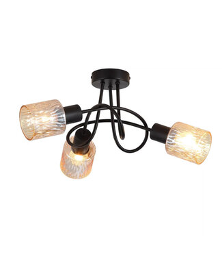 Searchlight Deckenleuchte Knot 3L - Schwarz/Bernstein