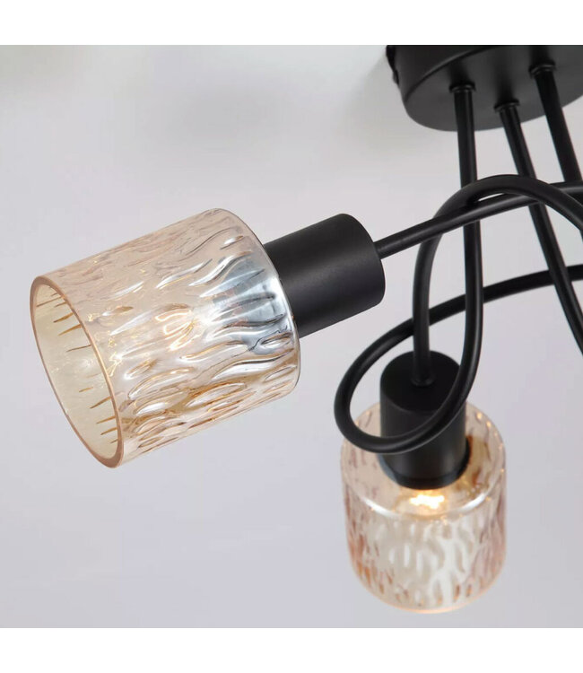 Searchlight Moderne Deckenleuchte Knot 3L - Schwarz/Bernstein