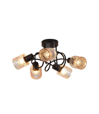 Searchlight Deckenleuchte Knot 5L - Schwarz/Bernstein