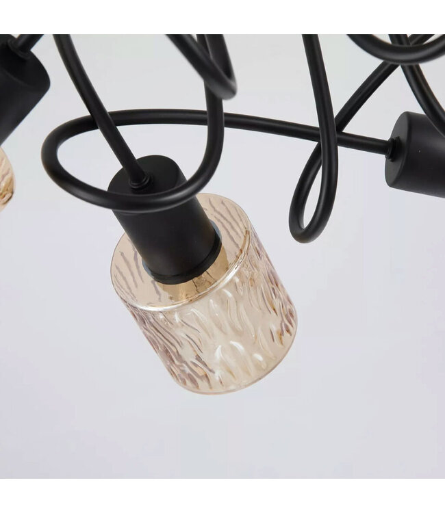 Searchlight Moderne Deckenleuchte Knot 5L - Schwarz/Bernstein
