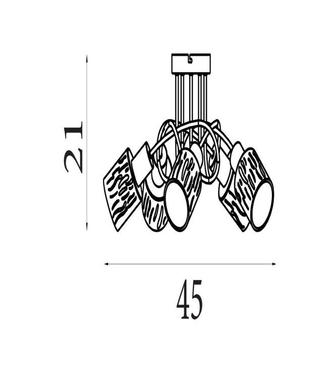Searchlight Moderne Deckenleuchte Knot 5L - Schwarz/Bernstein