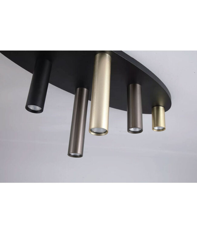 Searchlight Moderne Deckenleuchte Tubes 6L Oval - Schwarz/Bronze/Gold