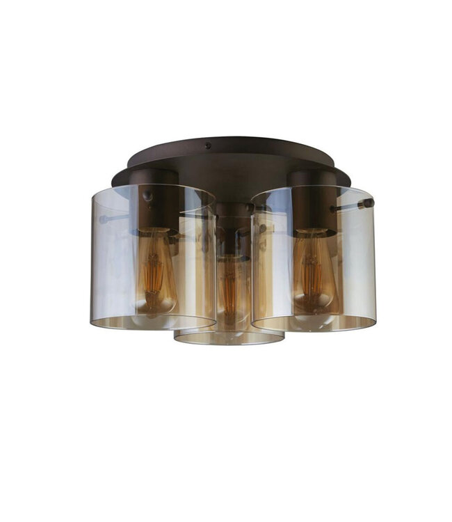 Searchlight Moderne Deckenleuchte Sweden 3L - Mokka/Bernstein