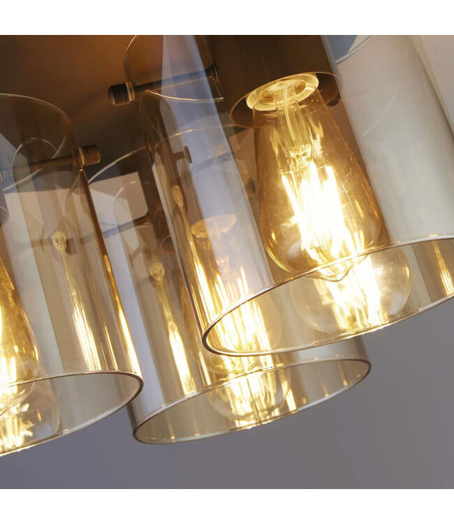 Searchlight Moderne Deckenleuchte Sweden 3L - Mokka/Bernstein