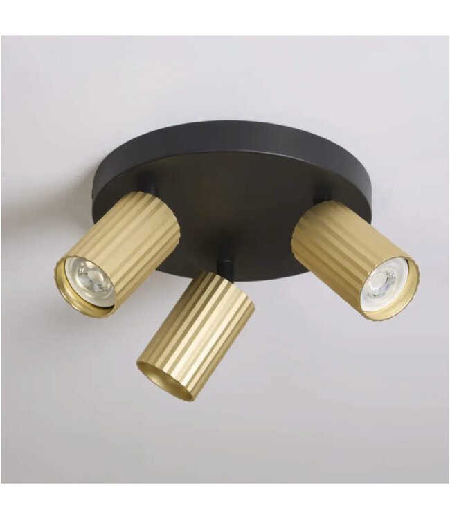 Lighting Collection Industrieller 3-flammiger Deckenstrahler Anna - Schwarz/Gold